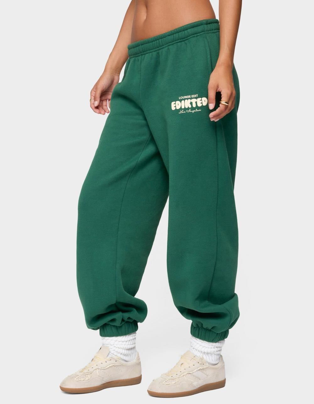 Edikted | Evergreen Beige Lounge Edit Casual Loungewear Preppy Joggers Fleece